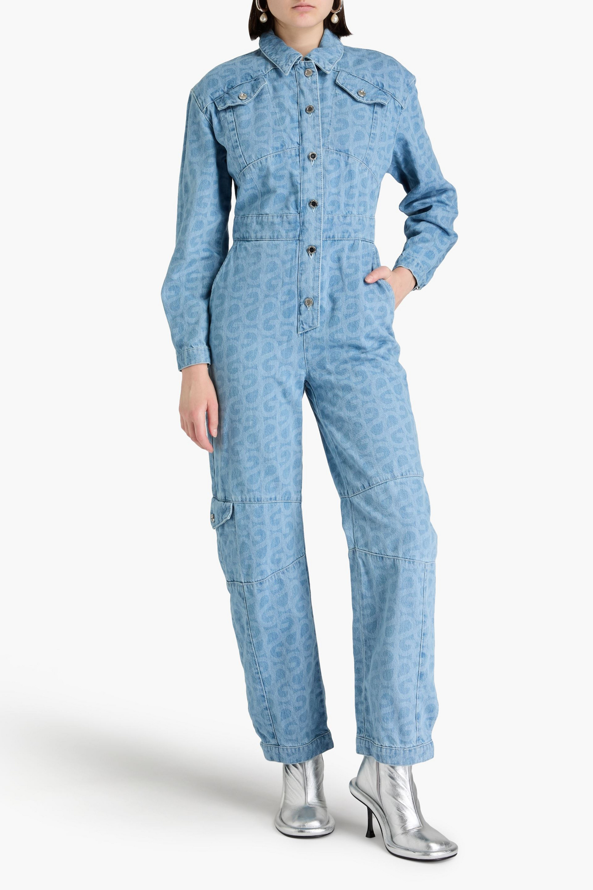 Stine Goya Louisiana printed denim jumpsuit