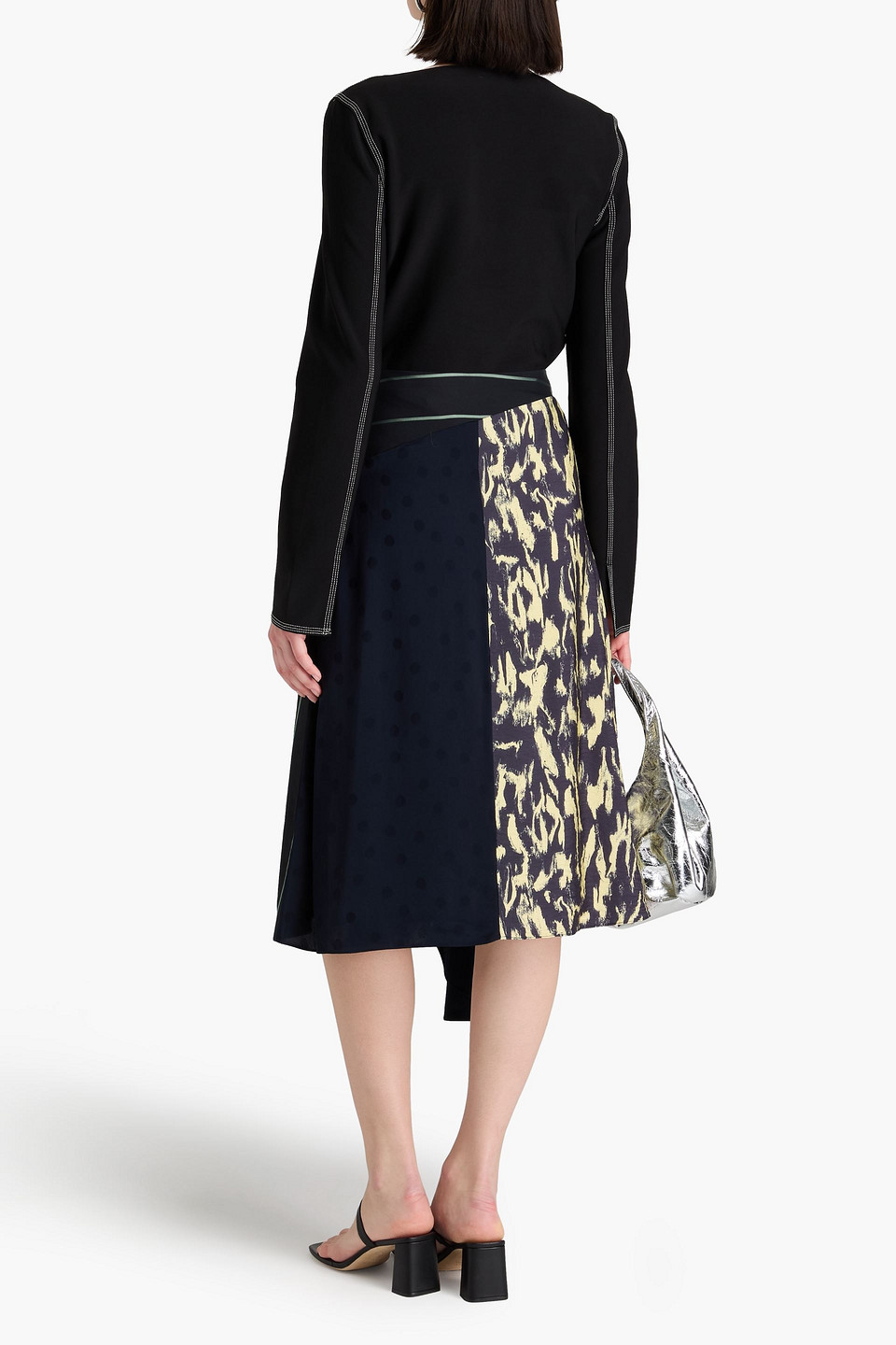  Stine Goya - Jordana Drapierter Midirock Aus Einer Tencel™-modalmischung In Patchwork-optik - Schwarz - Xs 