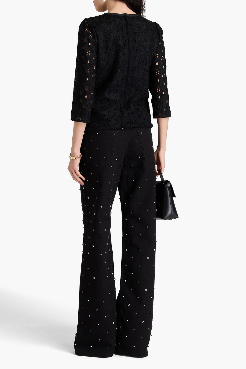 DOLCE&GABBANA Bow-detailed wool-blend guipure lace top