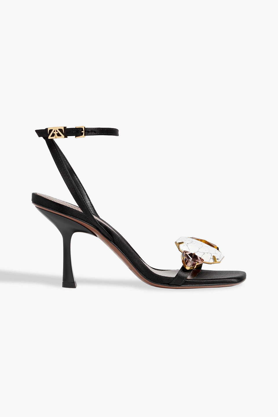 Embellished satin sandals