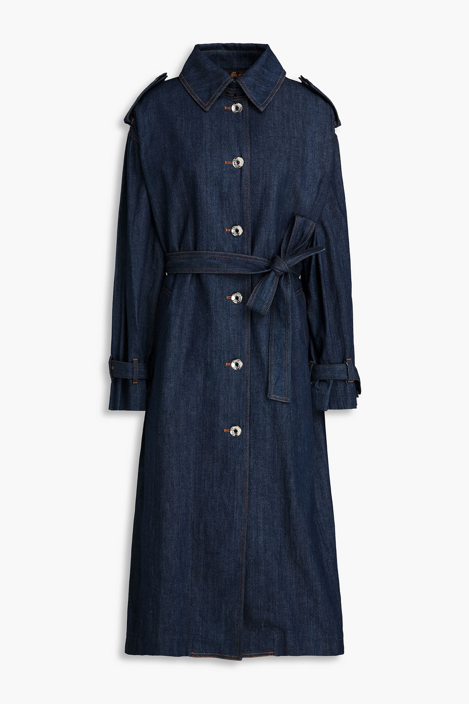 Dolce & Gabbana Trenchcoat Aus Denim In Dunkelblauer Denim