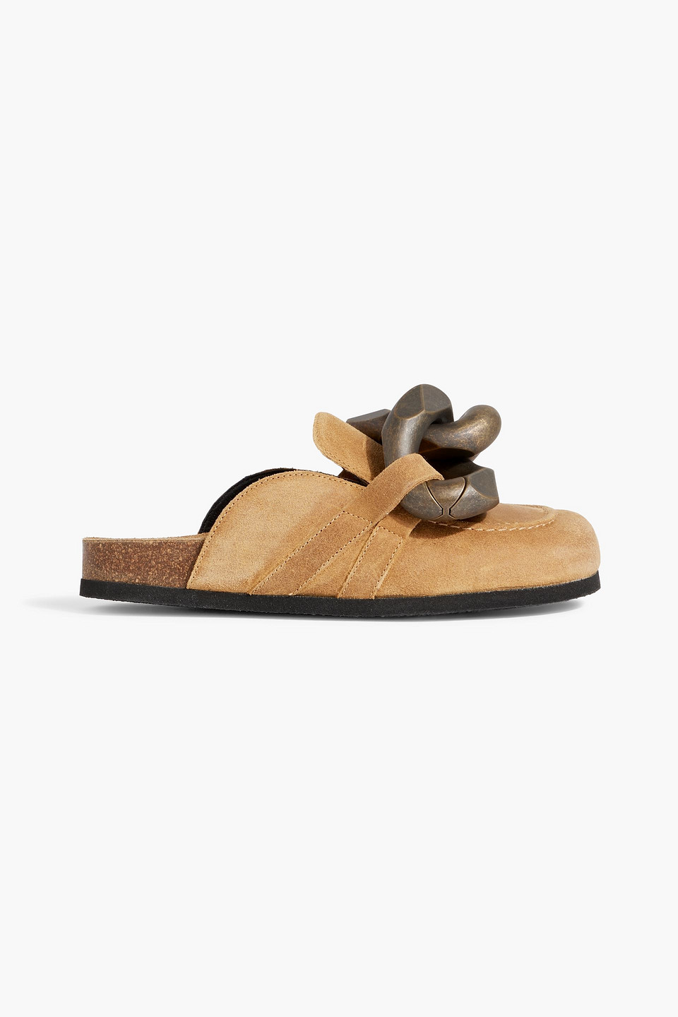 Jw Anderson Chain-embellished Suede Mules In Brown