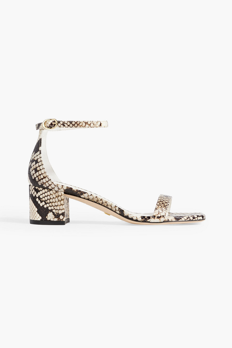 Stuart Weitzman Simple Curve Snake-effect Leather Sandals In Animal Print