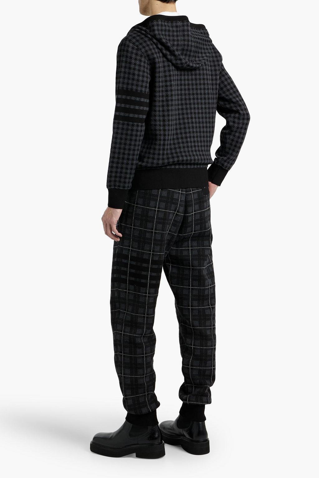 THOM BROWNE Houndstooth jacquard-knit cotton zip-up hoodie