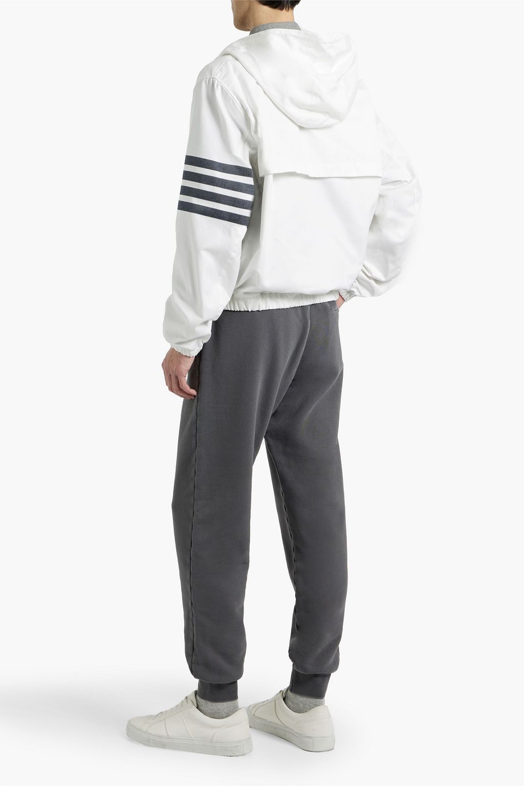 THOM BROWNE Striped cotton-twill hooded jacket