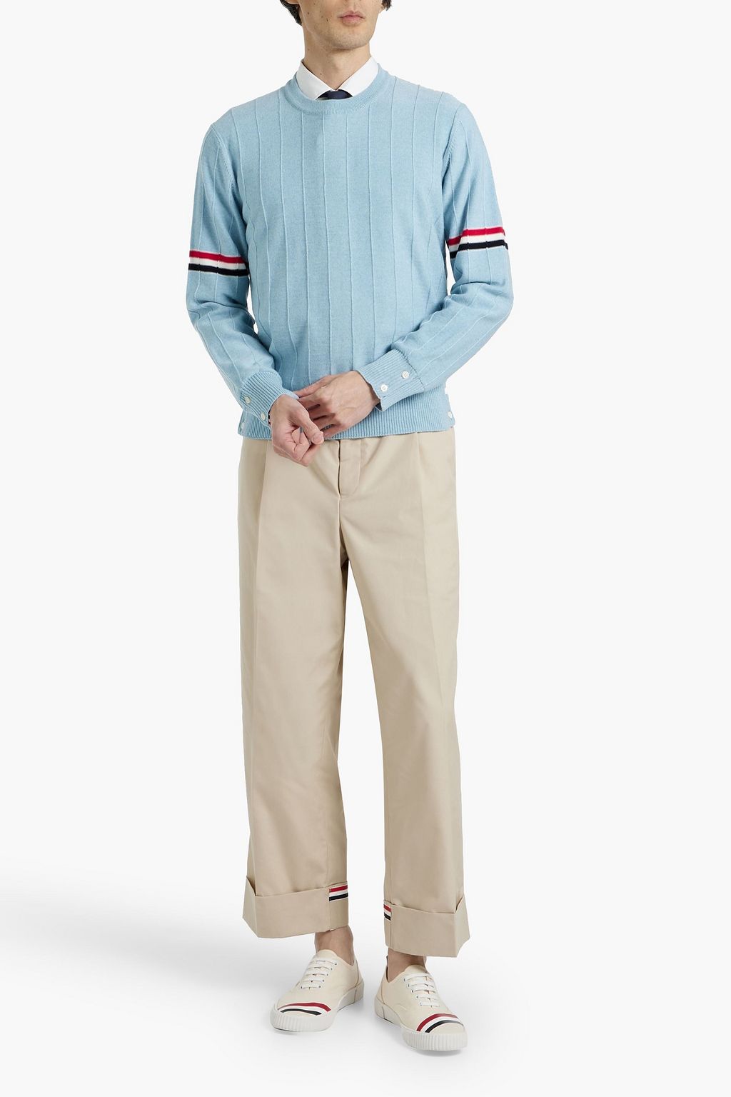 THOM BROWNE Striped wool sweater
