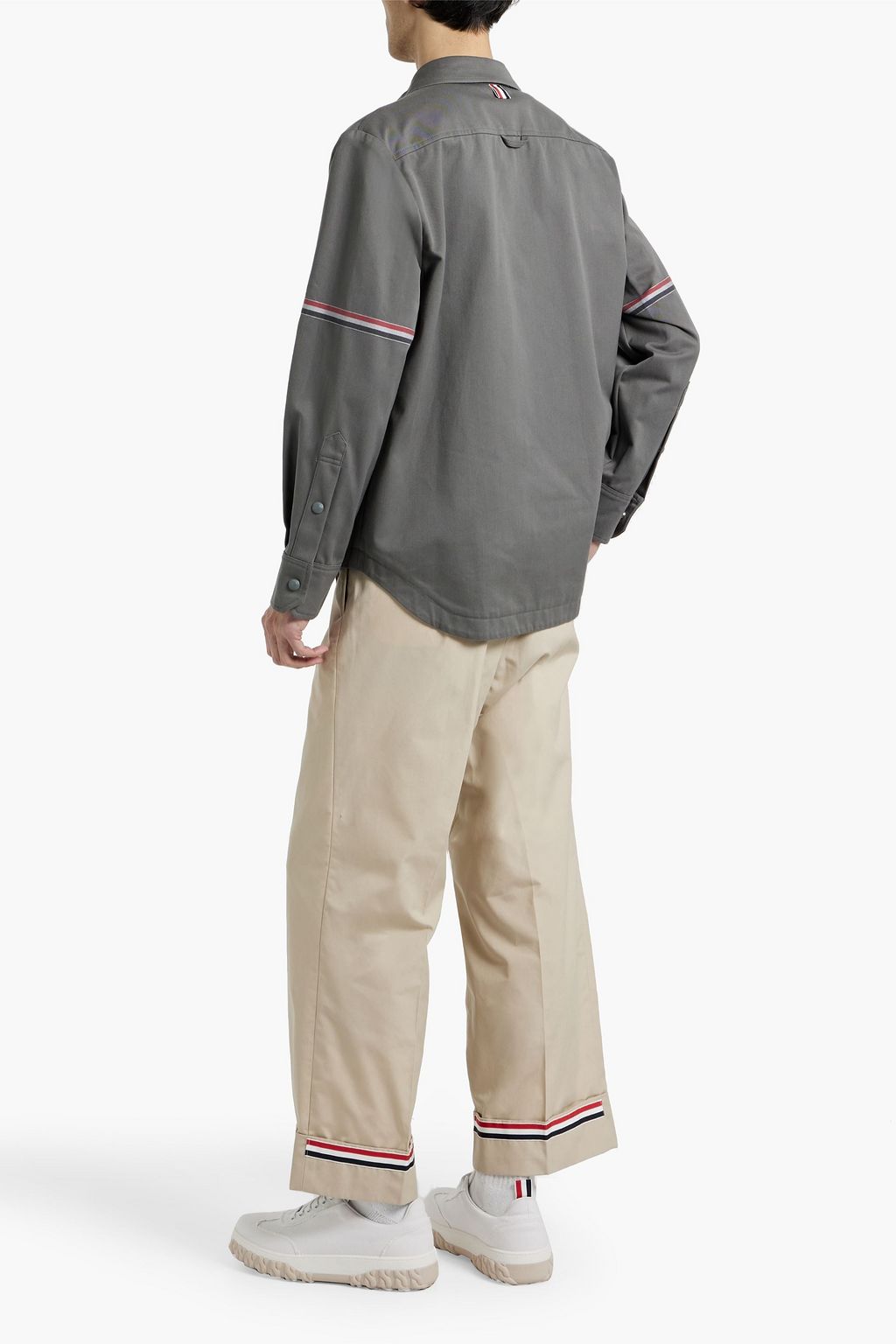 THOM BROWNE Striped cotton-twill overshirt