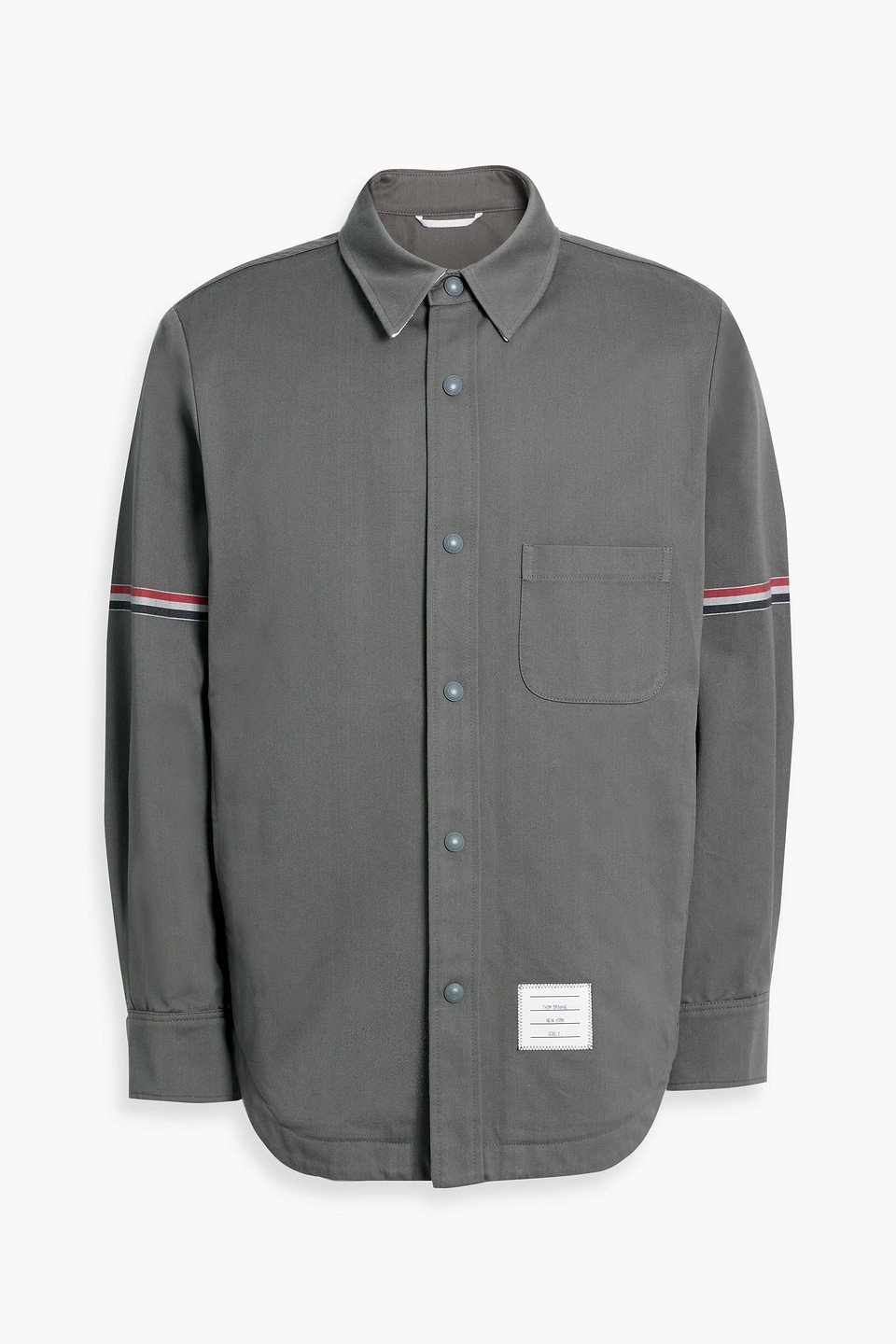 Thom Browne Striped Cotton-twill Overshirt In Gray