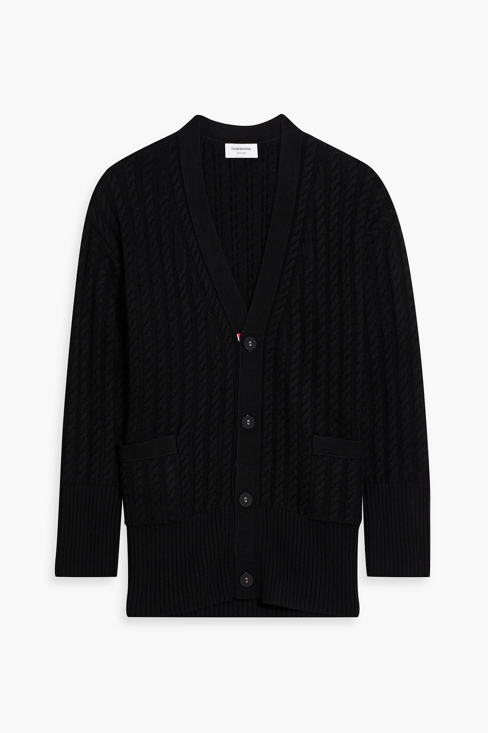 Thom Browne Oversized Cable-knit Cashmere Cardigan In Black