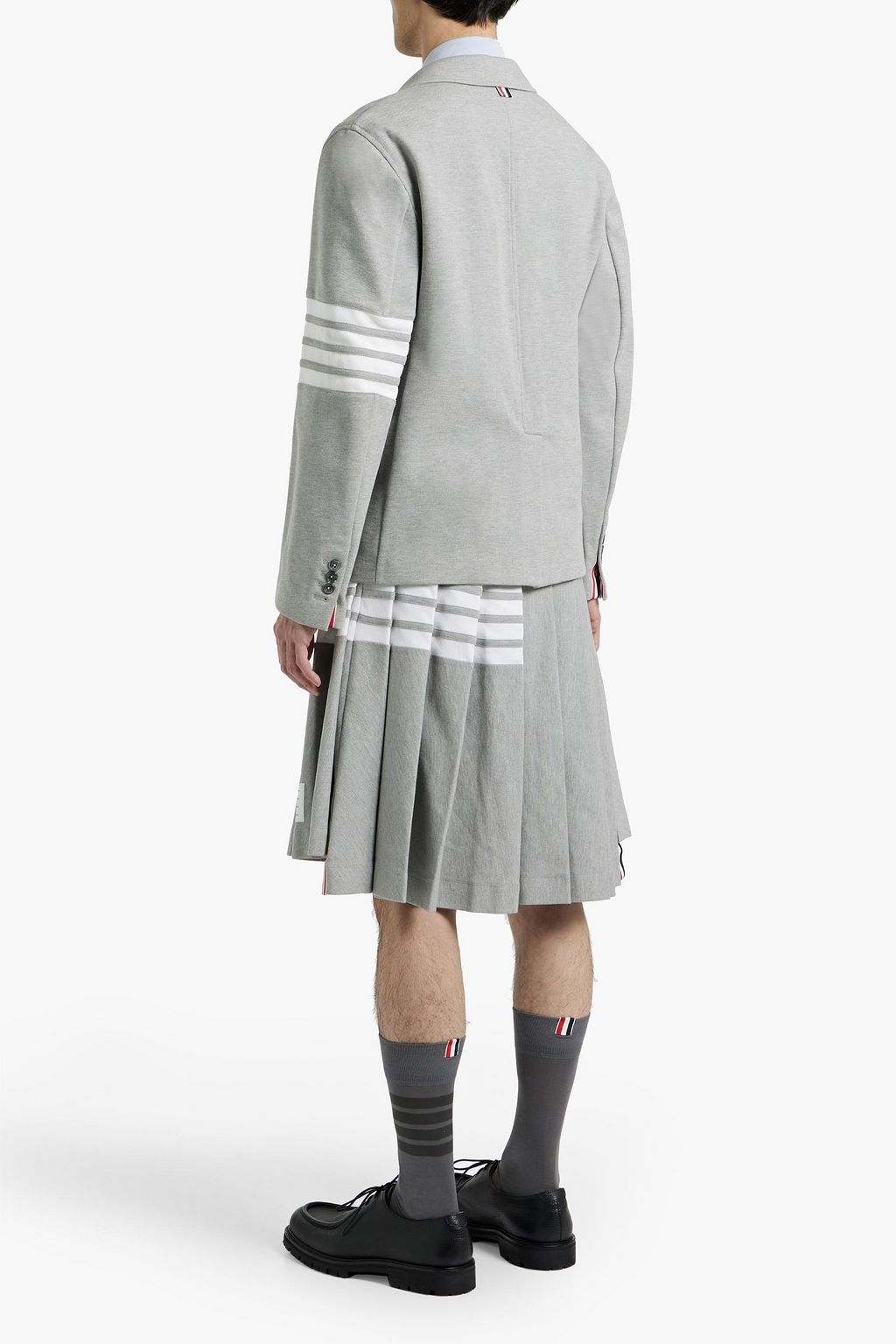 THOM BROWNE Striped cotton-blend piqué blazer