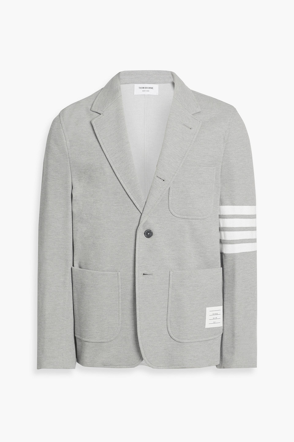 Thom Browne Striped Cotton-blend Piqué Blazer In Stone