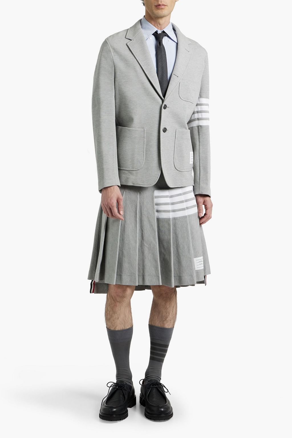 THOM BROWNE Striped cotton-blend piqué blazer