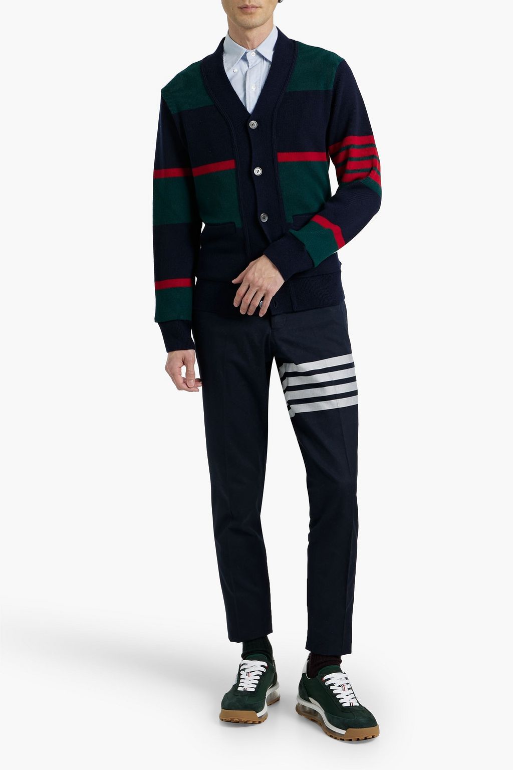 THOM BROWNE Striped cashmere cardigan