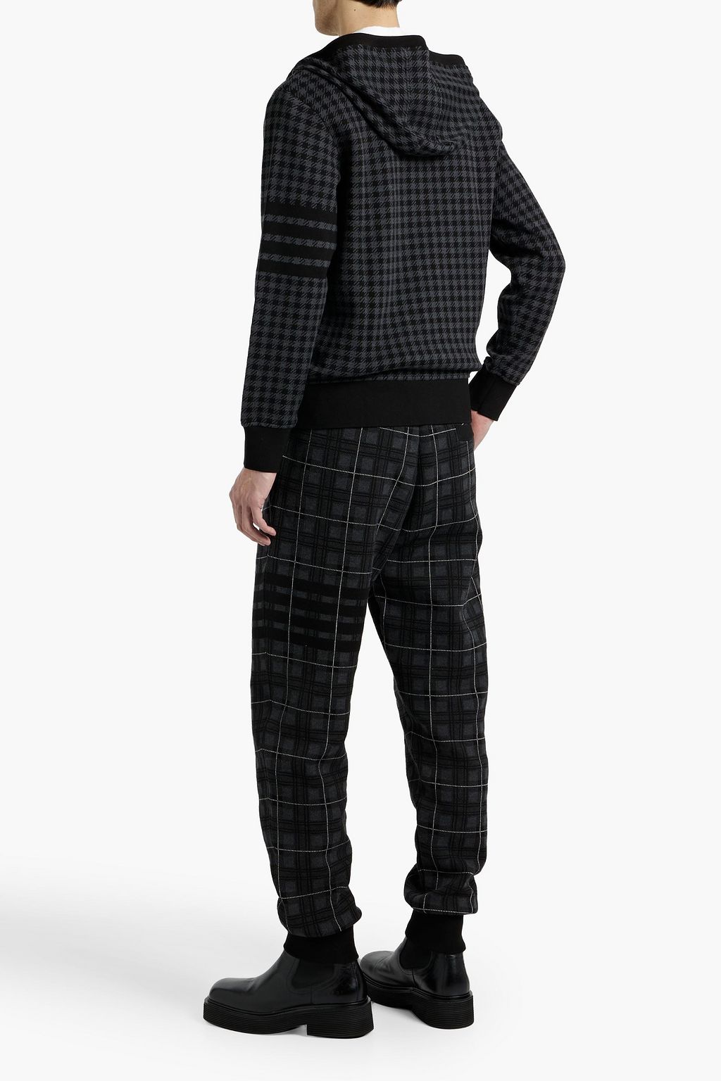 THOM BROWNE Prince of Wales checked cotton-blend jacquard sweatpants
