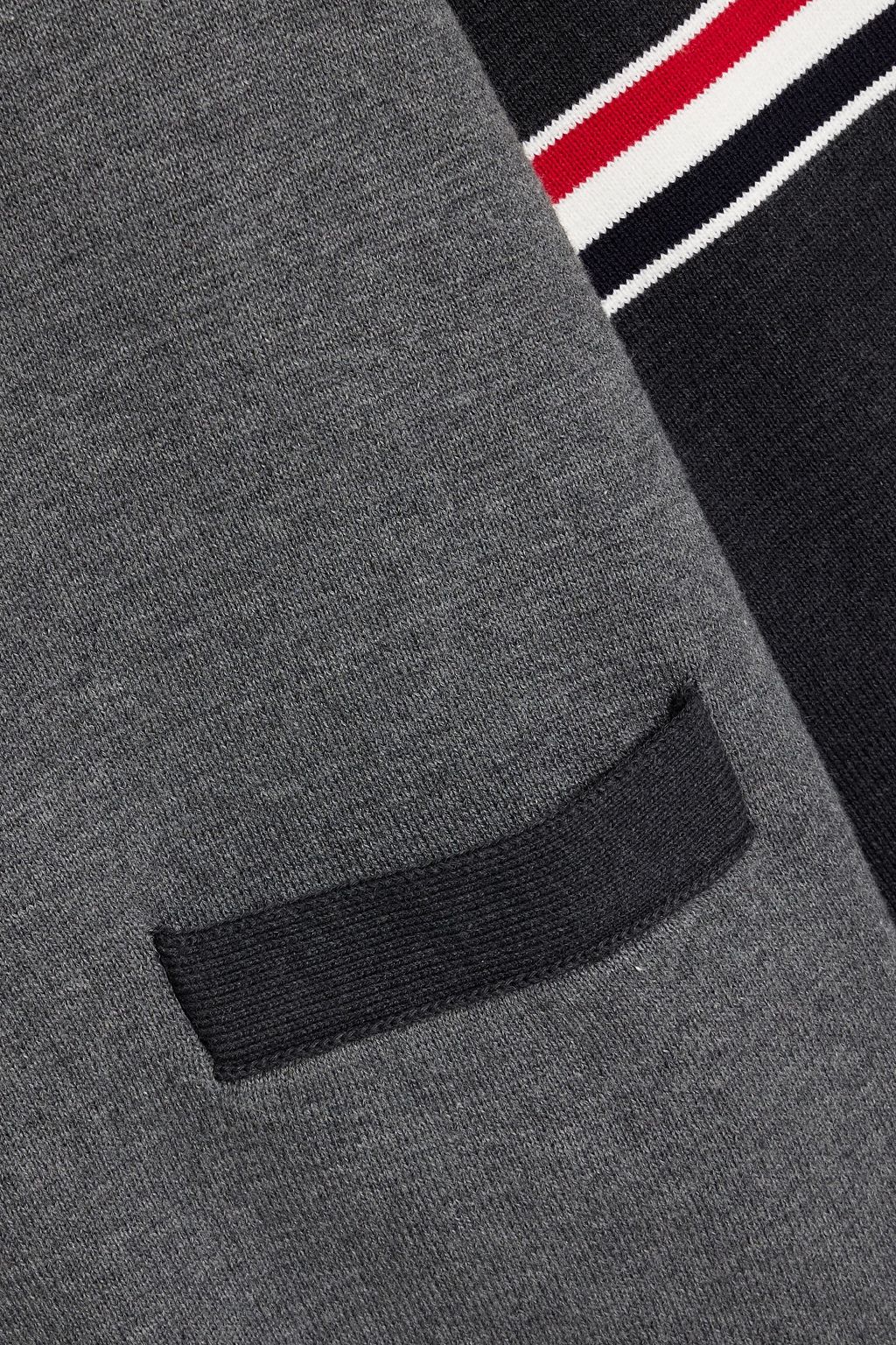 THOM BROWNE Striped two-tone cotton cardigan