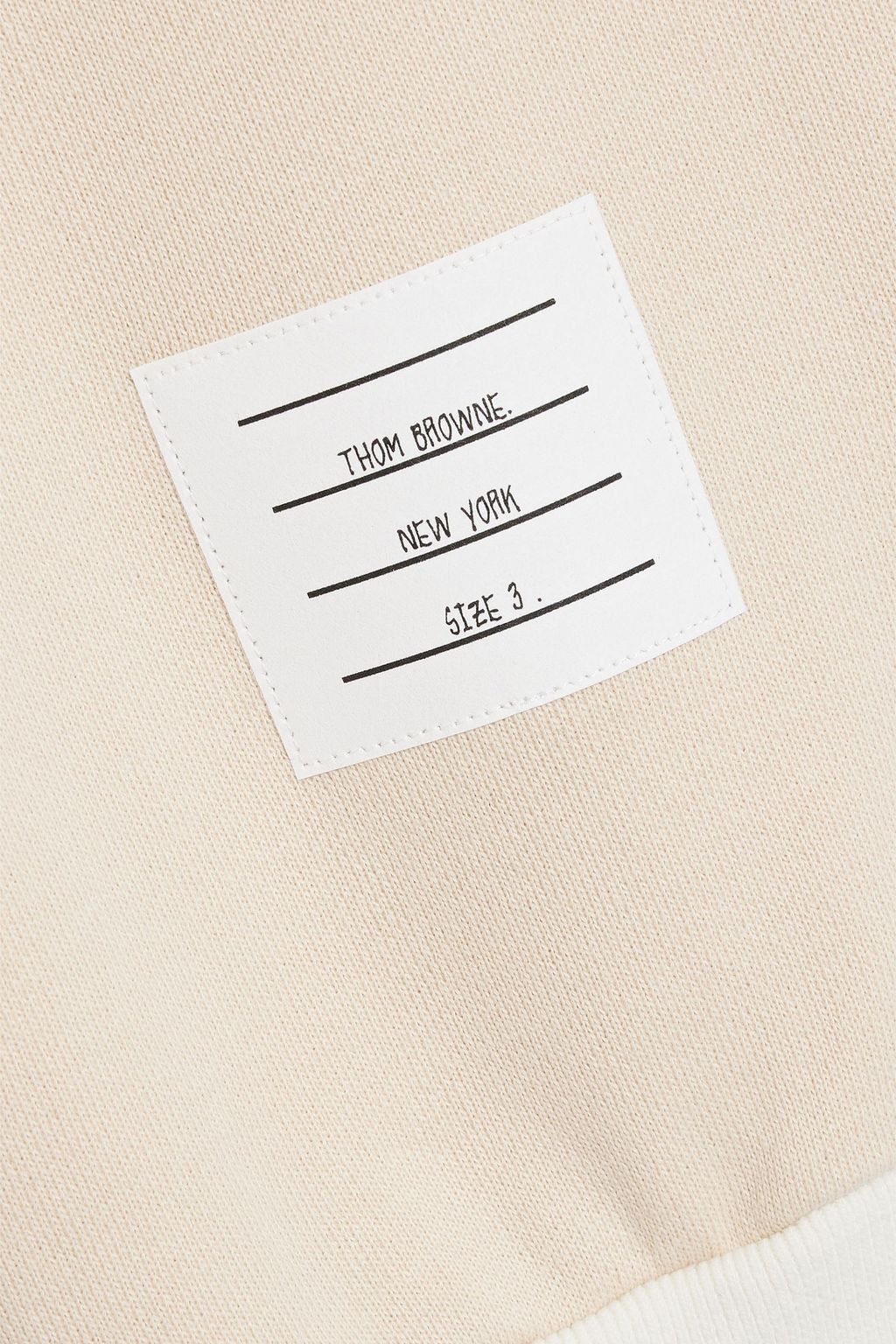 THOM BROWNE Striped two-tone French cotton-terry sweatpants