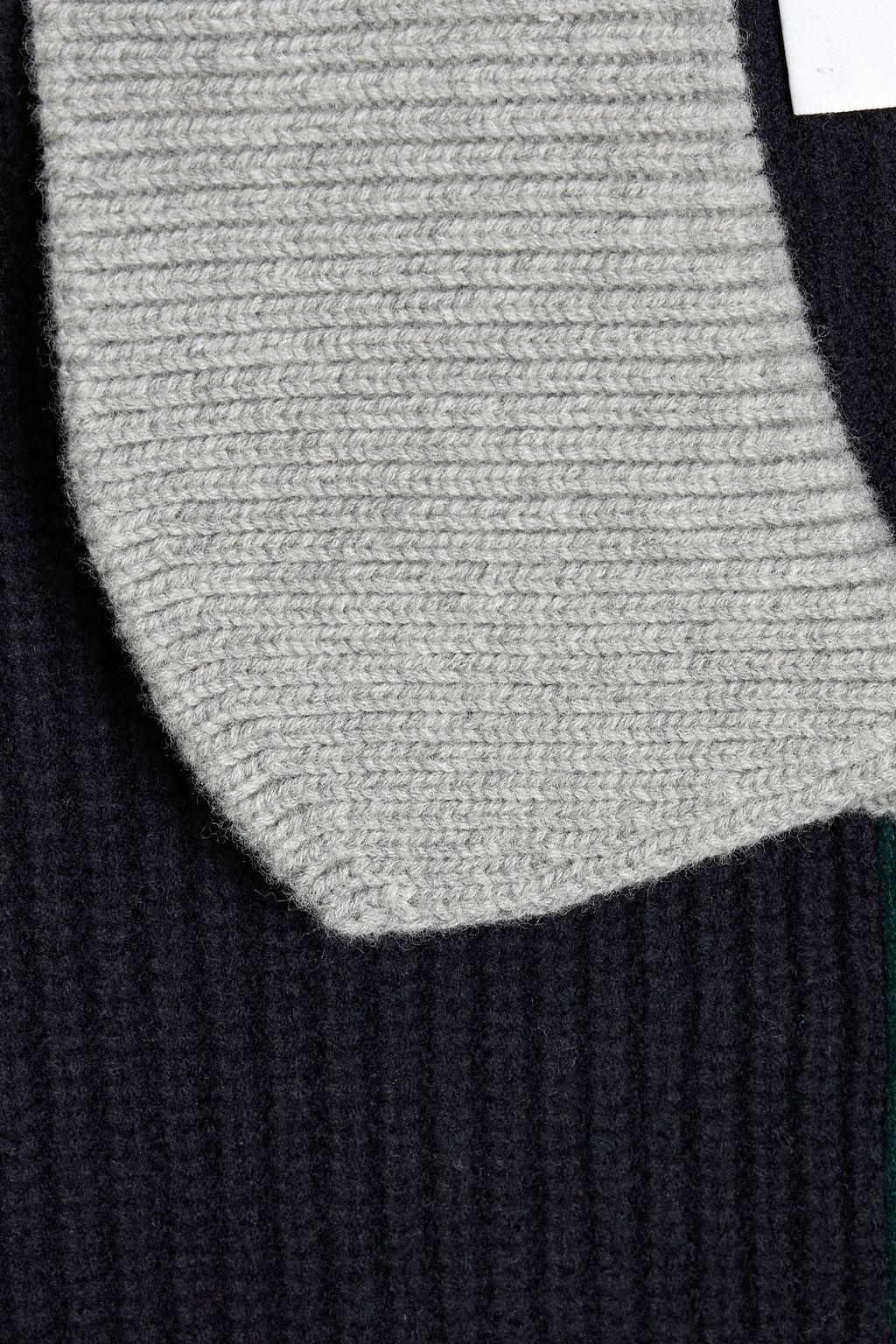 THOM BROWNE Color-block ribbed wool cardigan
