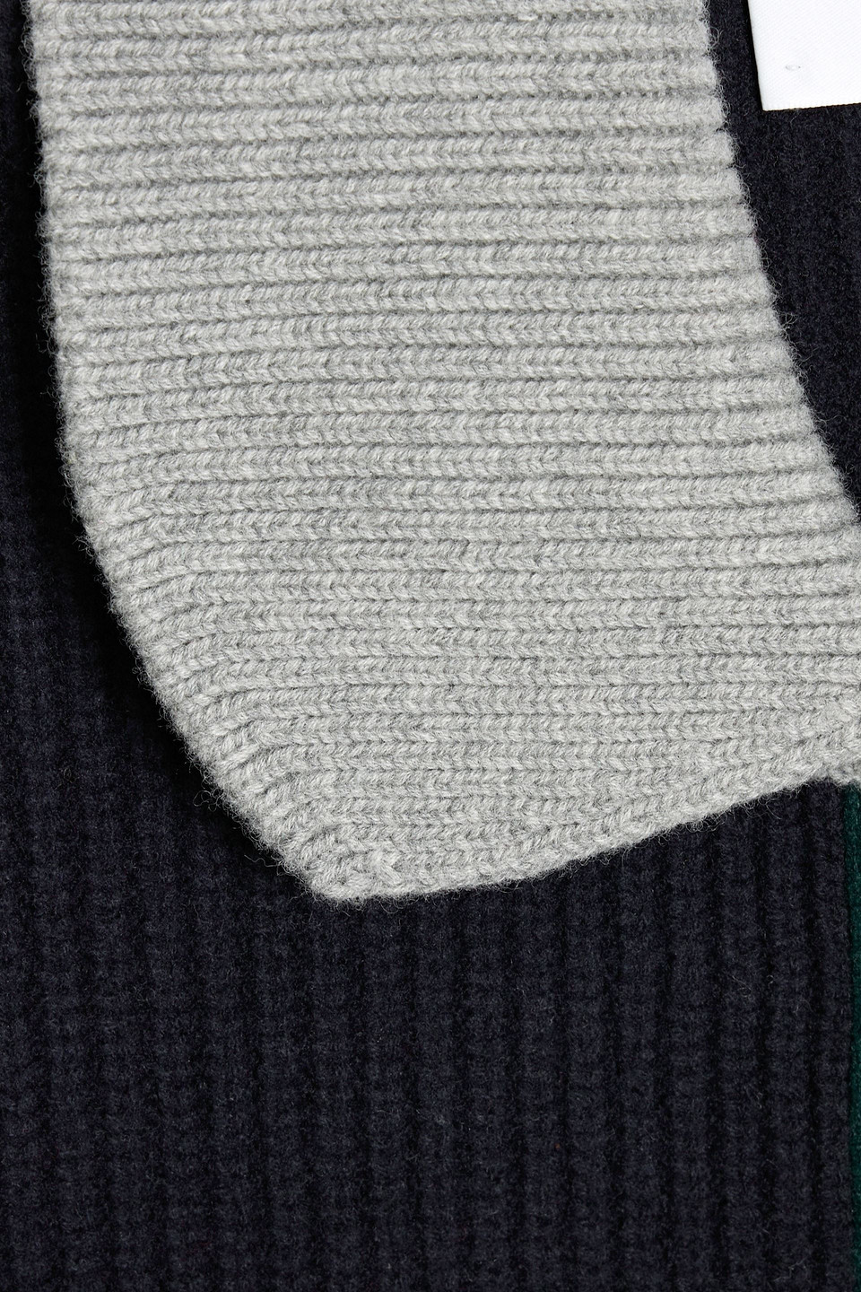Thom Browne Color-block Ribbed Wool Cardigan In Black