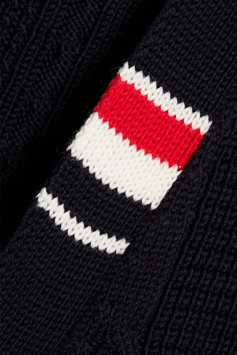 Thom Browne Textured Knit Cardigan With Deep V-neckline And Decorative Buttons In Blue