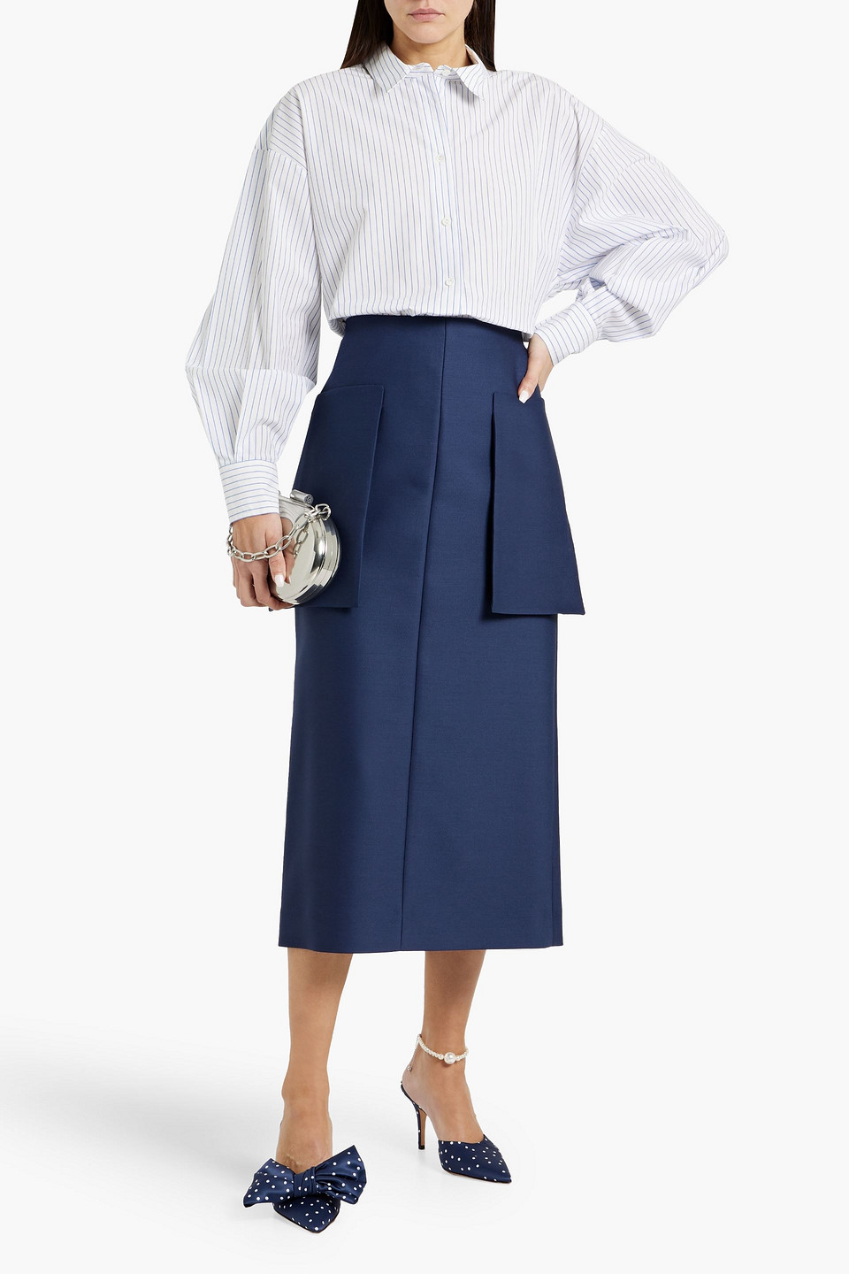 Carolina Herrera Oversized Striped Cotton-poplin Shirt In White