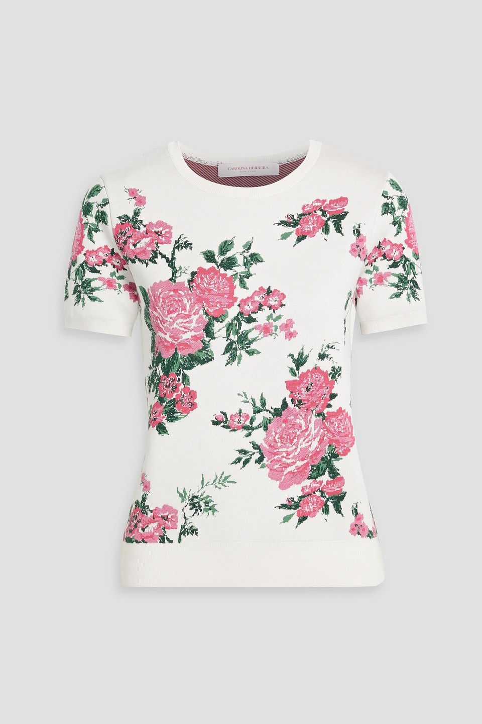 Carolina Herrera Jacquard-knit Silk-blend Sweater In White