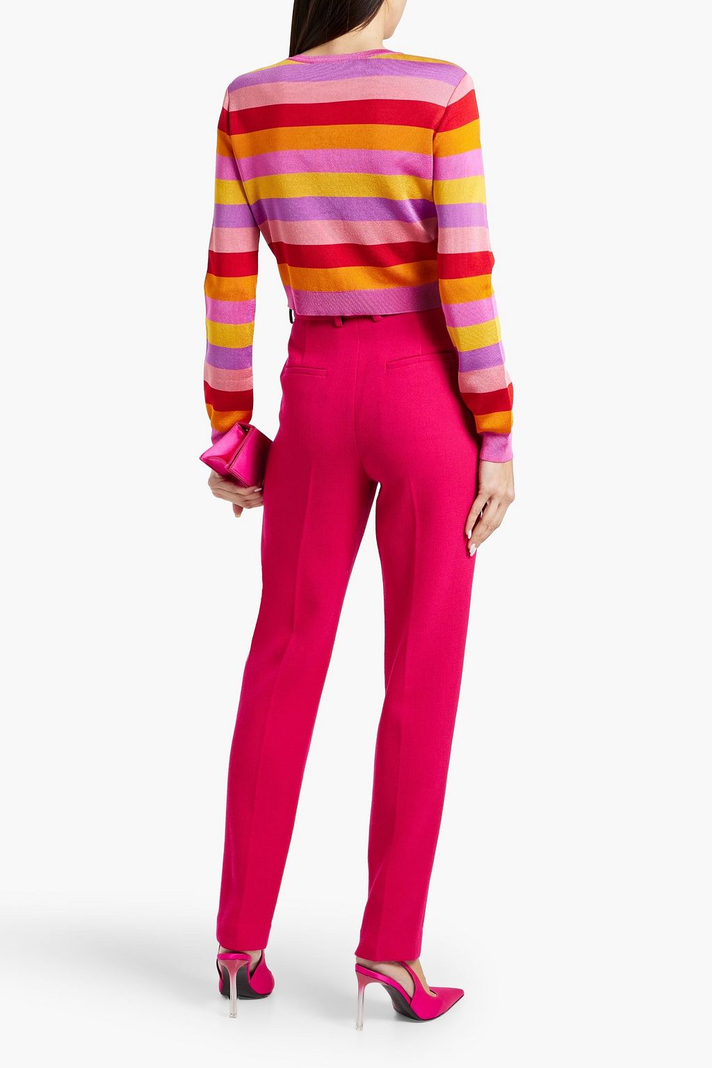 CAROLINA HERRERA Cropped striped knitted cardigan