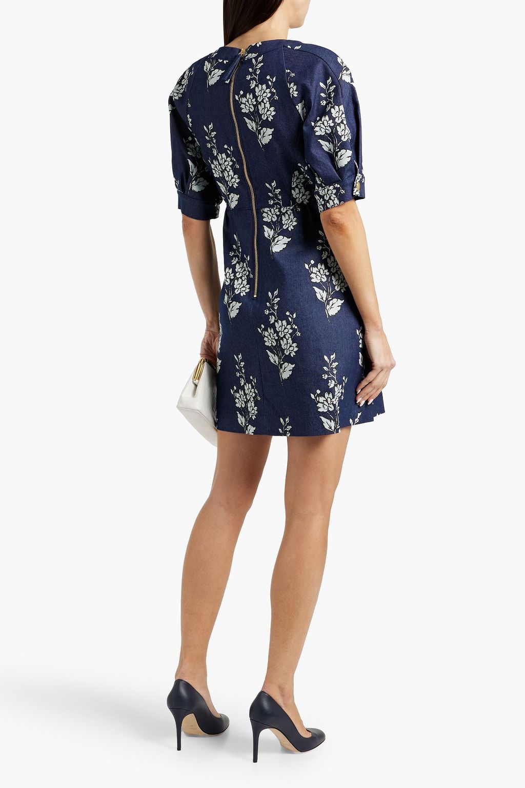 CAROLINA HERRERA Floral-print denim mini dress