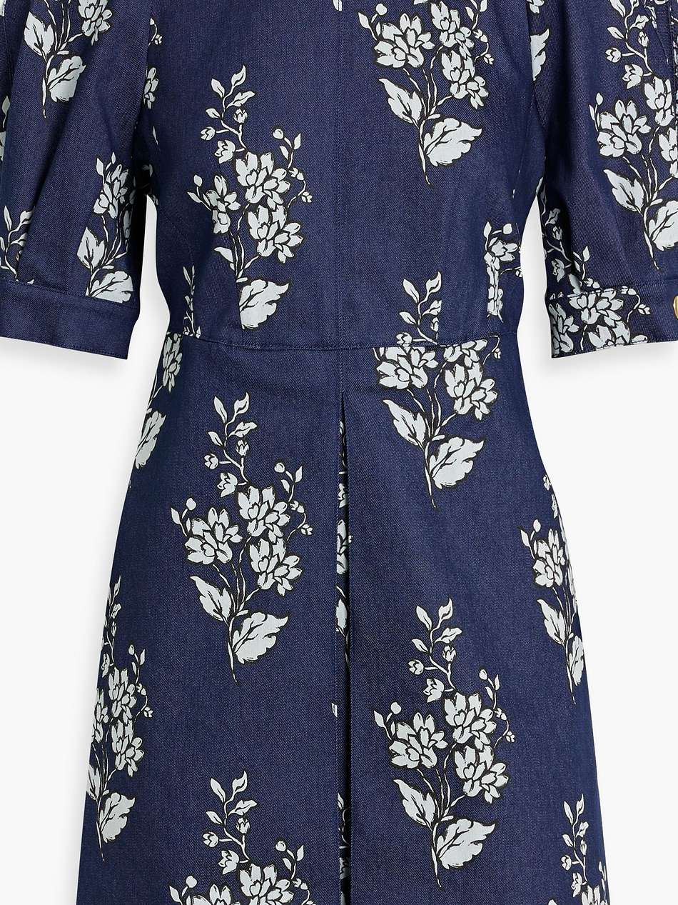 floral-print denim mini dress