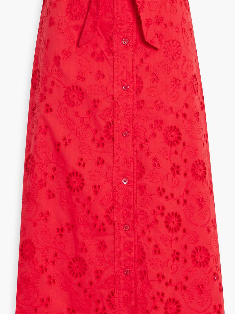 bow-detailed broderie anglaise cotton midi skirt