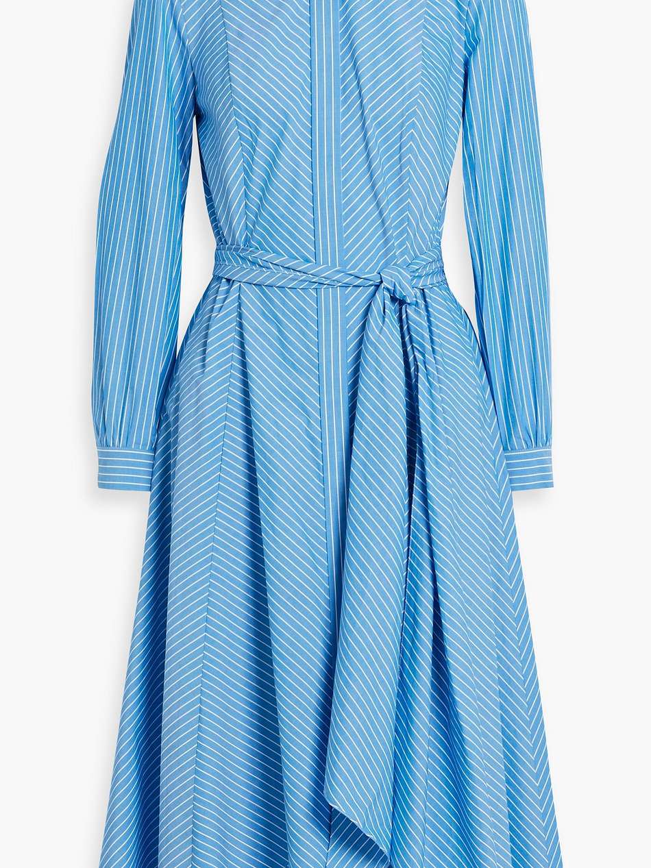 belted striped cotton-poplin midi shirt dress