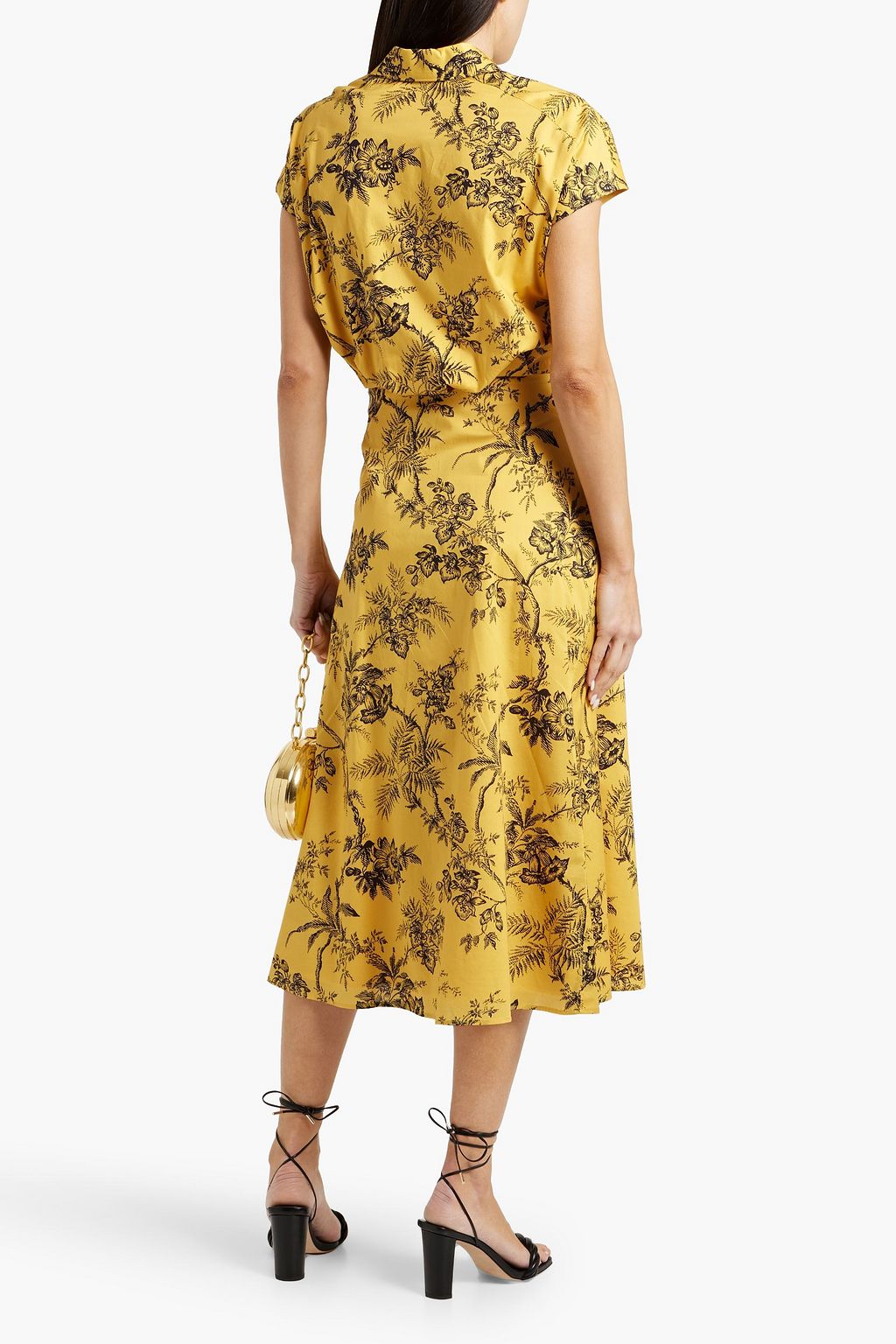 CAROLINA HERRERA Draped floral-print cotton midi dress