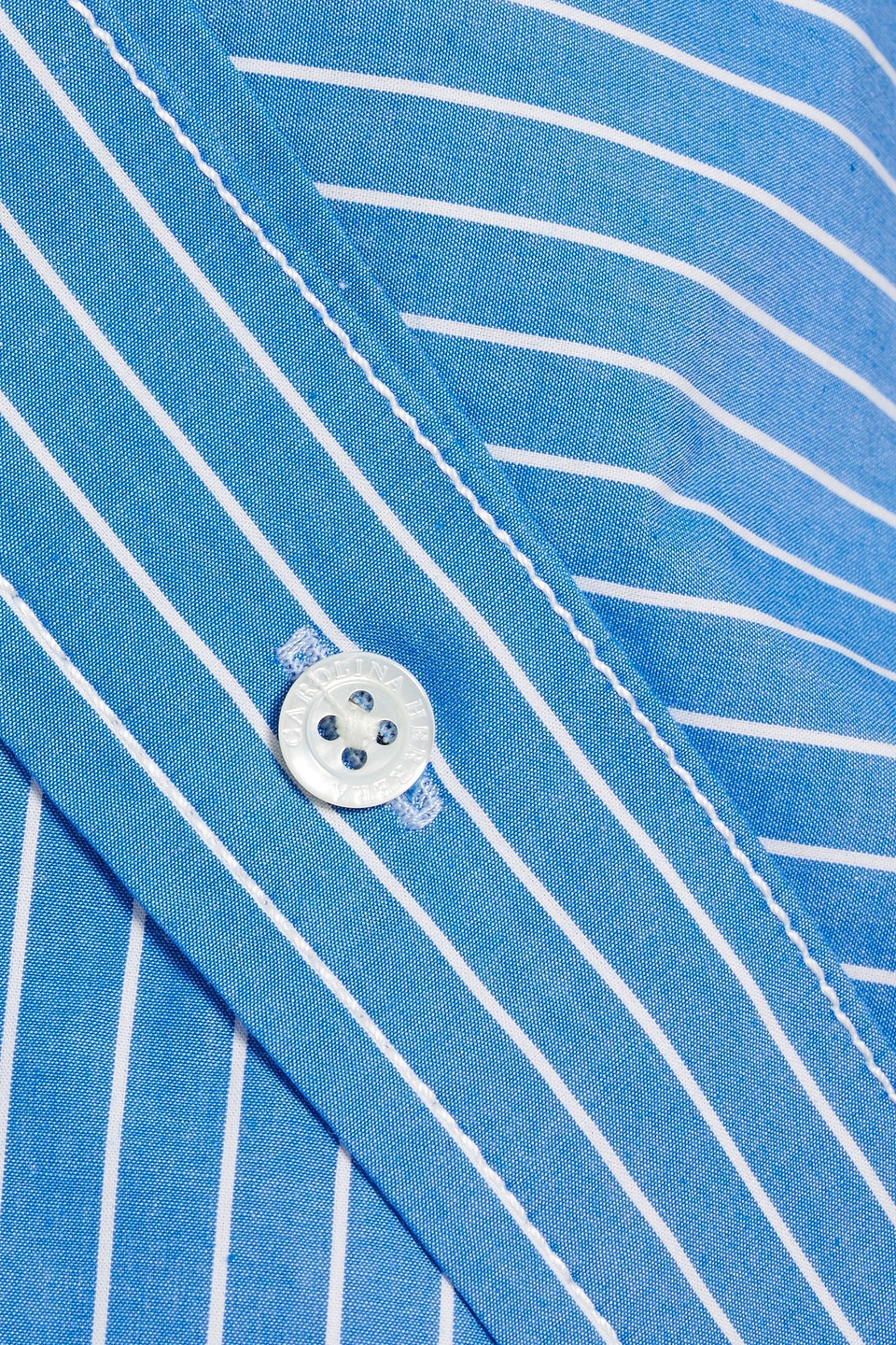 Carolina Herrera Cropped Bow-detailed Striped Cotton-poplin Top In Azure
