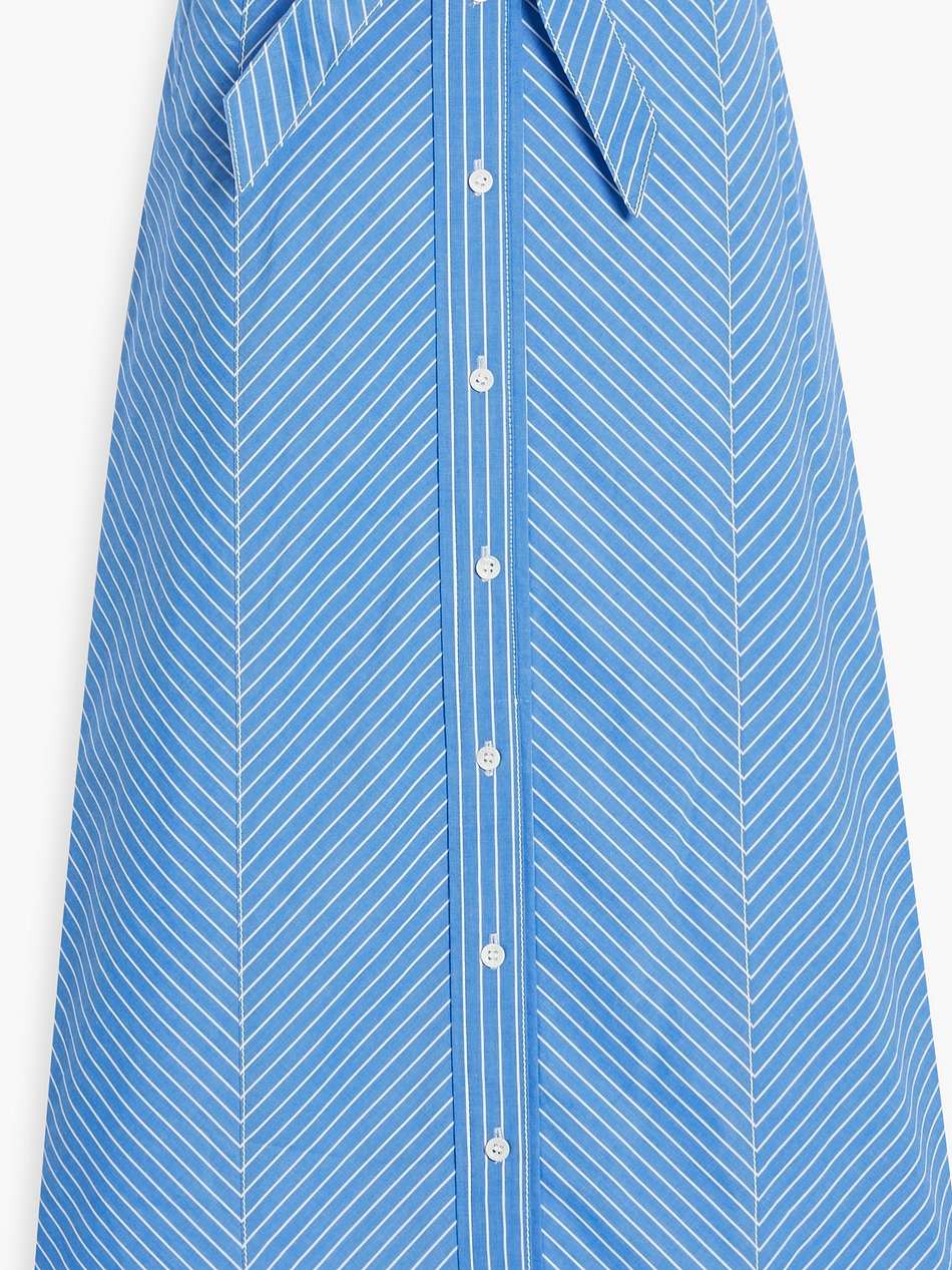 bow-detailed striped cotton-poplin midi skirt