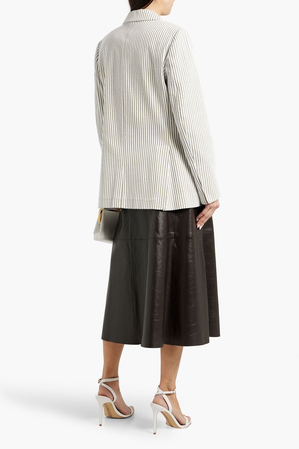 CAROLINA HERRERA Double-breasted embroidered striped cotton blazer