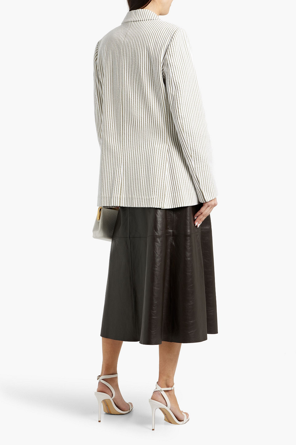 Carolina Herrera Double-breasted Embroidered Striped Cotton Blazer In White