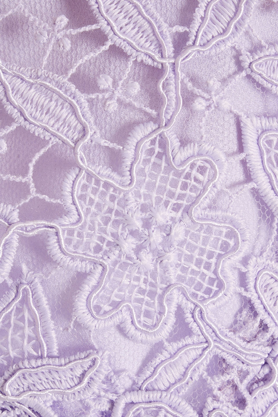 Carolina Herrera Cropped Guipure Lace Top In Lilac