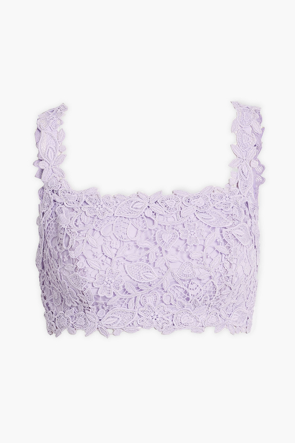 Carolina Herrera Cropped Guipure Lace Top In Lilac