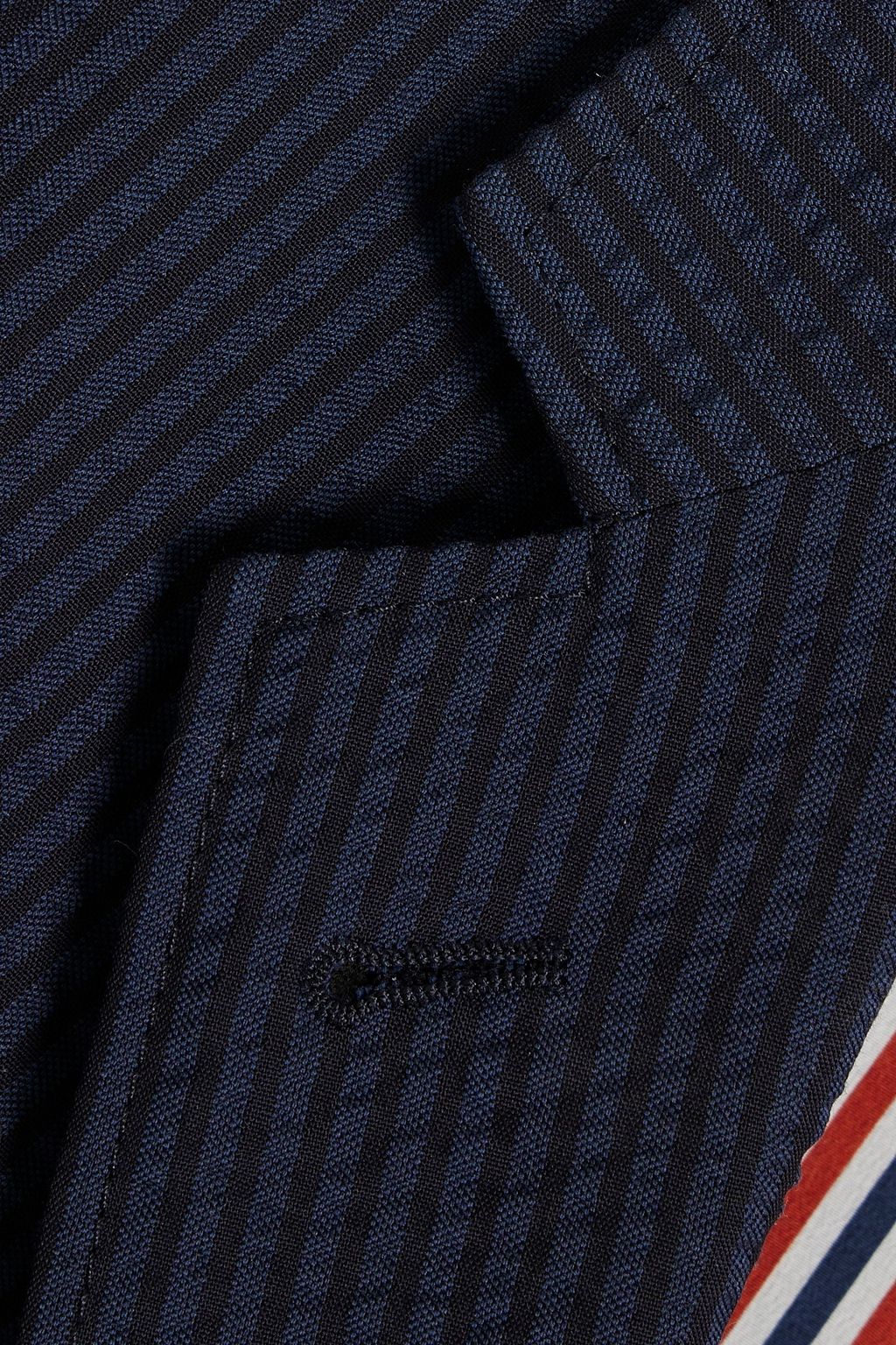 THOM BROWNE Striped wool-seersucker blazer