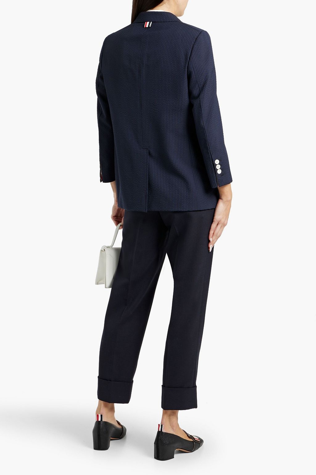 THOM BROWNE Striped wool-seersucker blazer