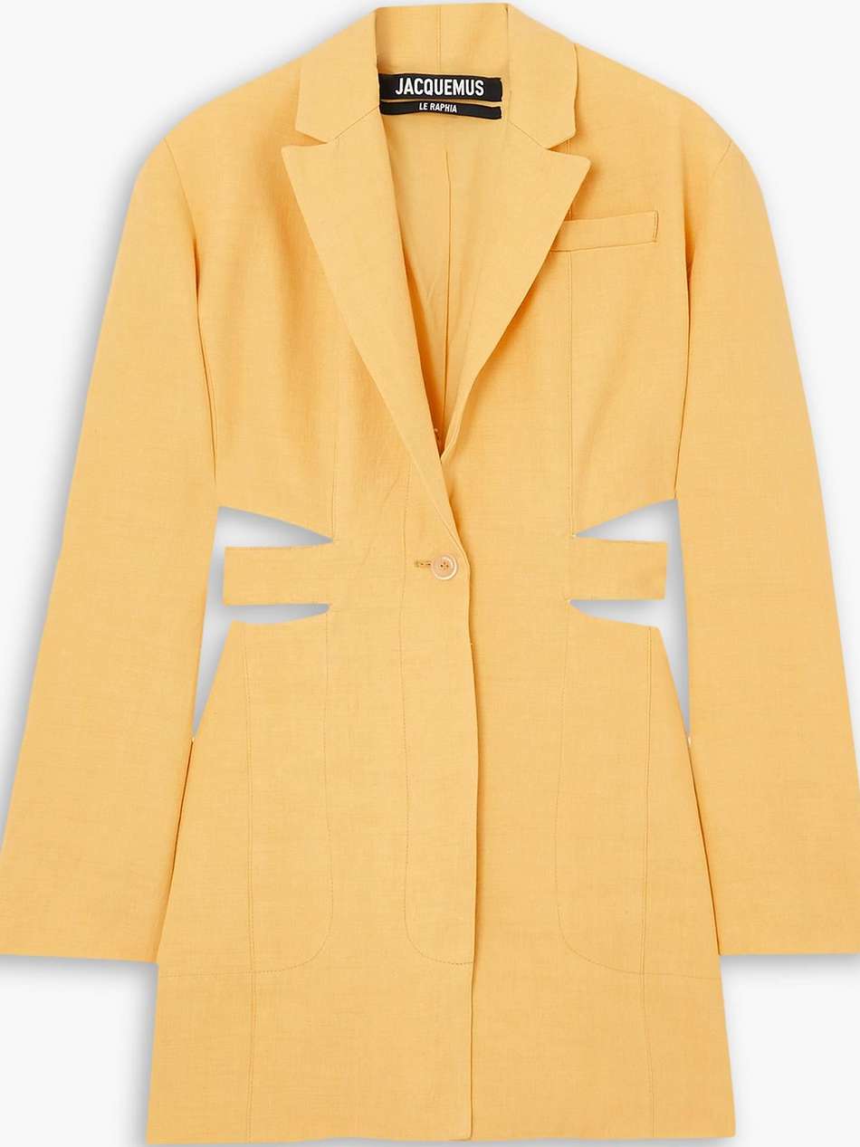 bari cutout linen-blend mini dress