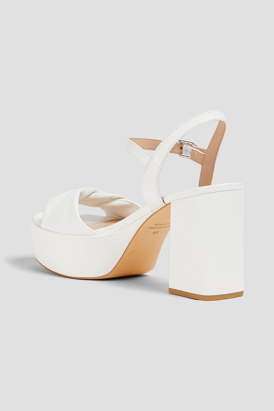 Stuart Weitzman Plateausandalen Aus Leder Mit Twist-detail In Weiss