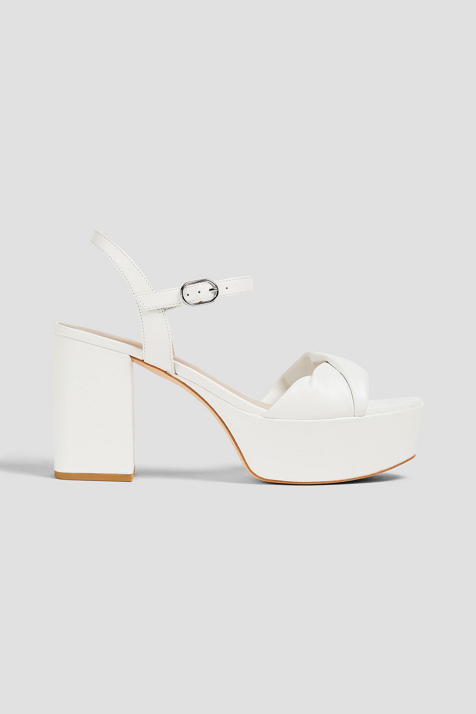 Stuart Weitzman Plateausandalen Aus Leder Mit Twist-detail In Weiss