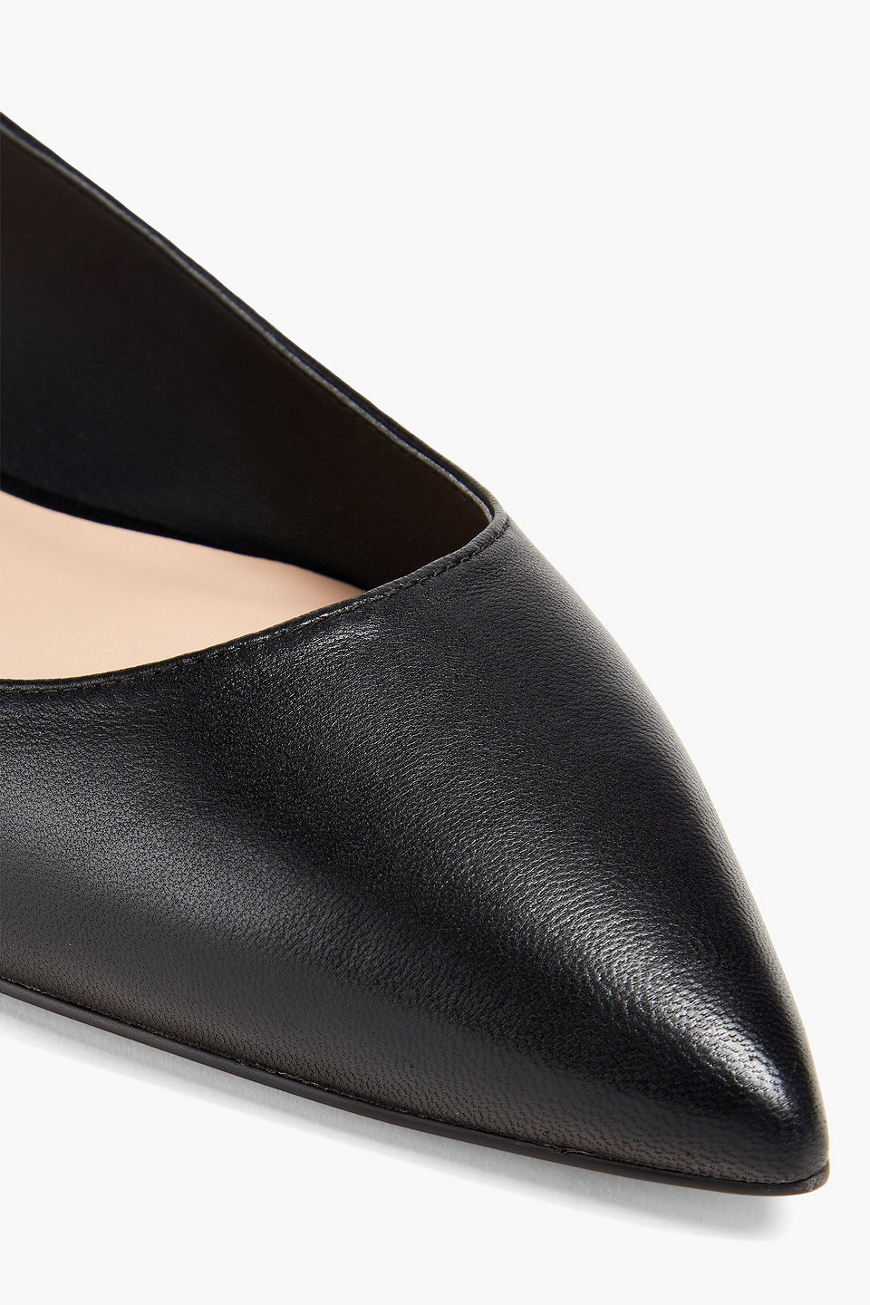 Shop Stuart Weitzman Mara Leather Slingback Point-toe Flats In Schwarz