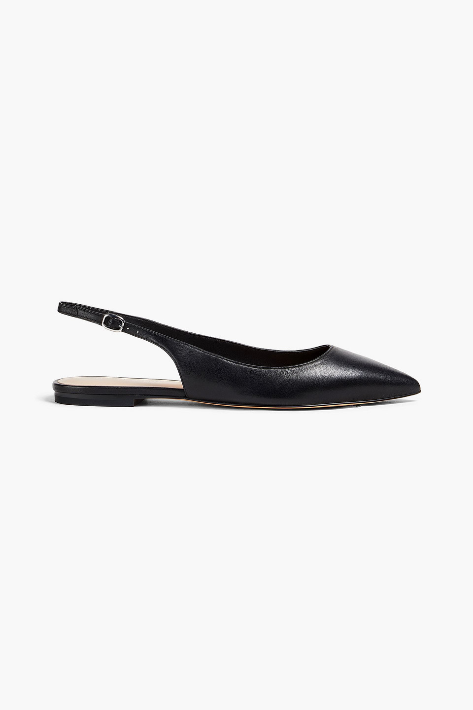Stuart Weitzman Mara Flache Slingback-schuhe Mit Spitzer Kappe Aus Leder In Black