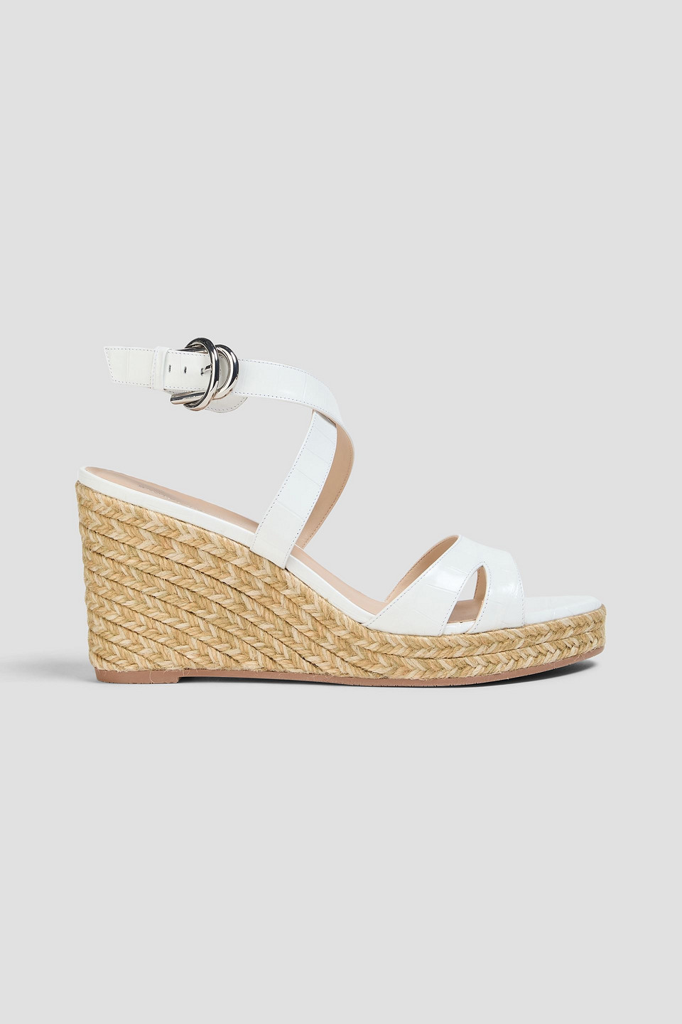 Zuzu croc-effect leather espadrille wedge sandals