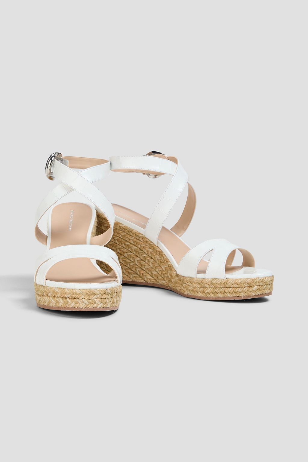 STUART WEITZMAN Zuzu croc-effect leather espadrille wedge sandals