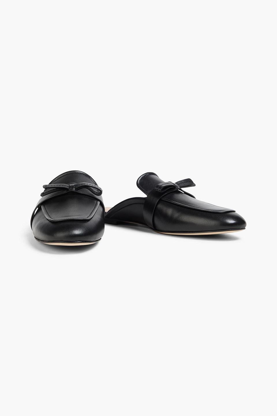 Stuart Weitzman Emma Slippers Aus Leder Mit Schleife In Schwarz