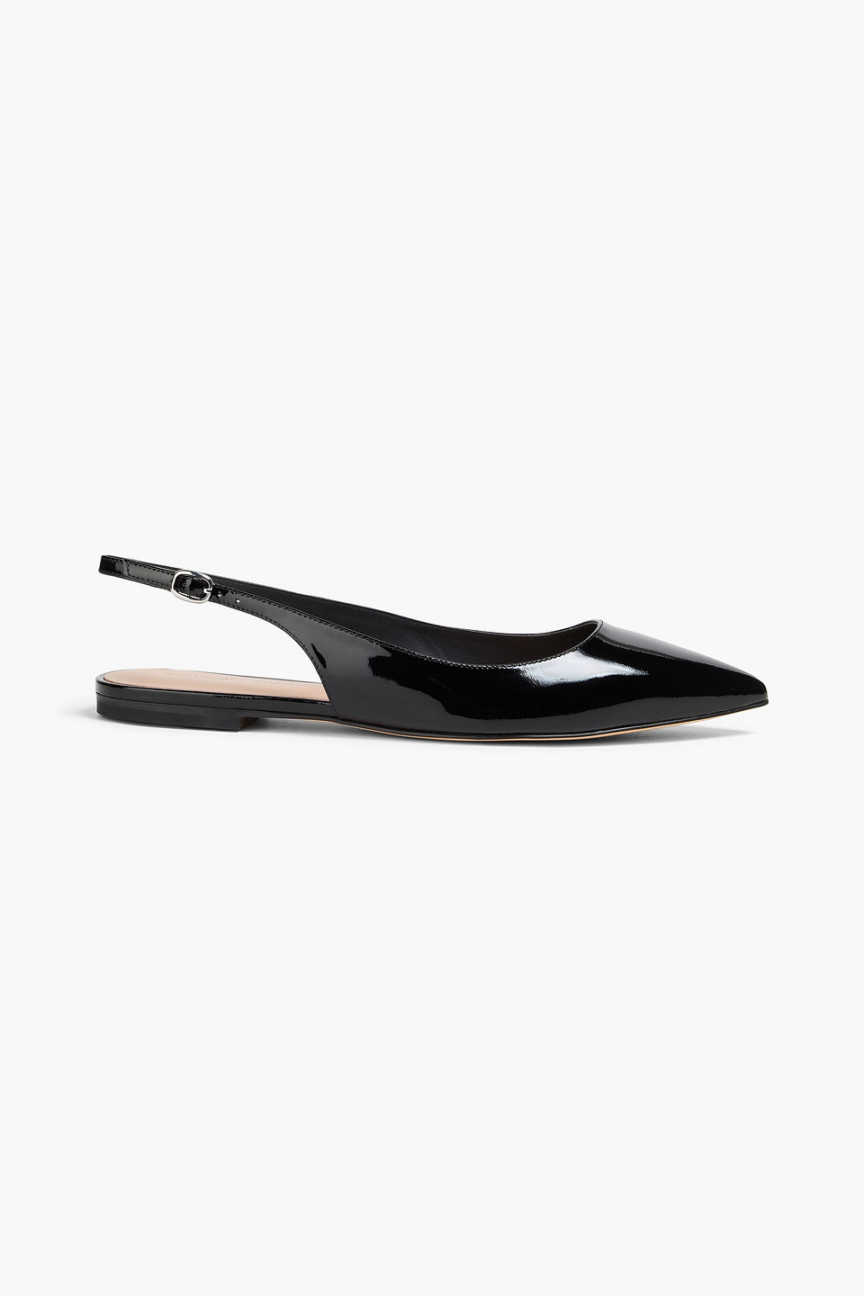 Stuart Weitzman Mara Flache Slingback-schuhe Mit Spitzer Kappe Aus Lackleder In Black