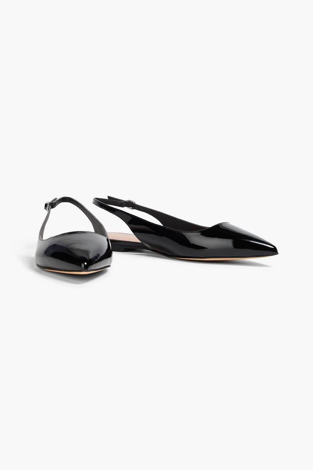 STUART WEITZMAN Mara パテントレザー スリングバック ポインテッドトゥ フラットシューズ