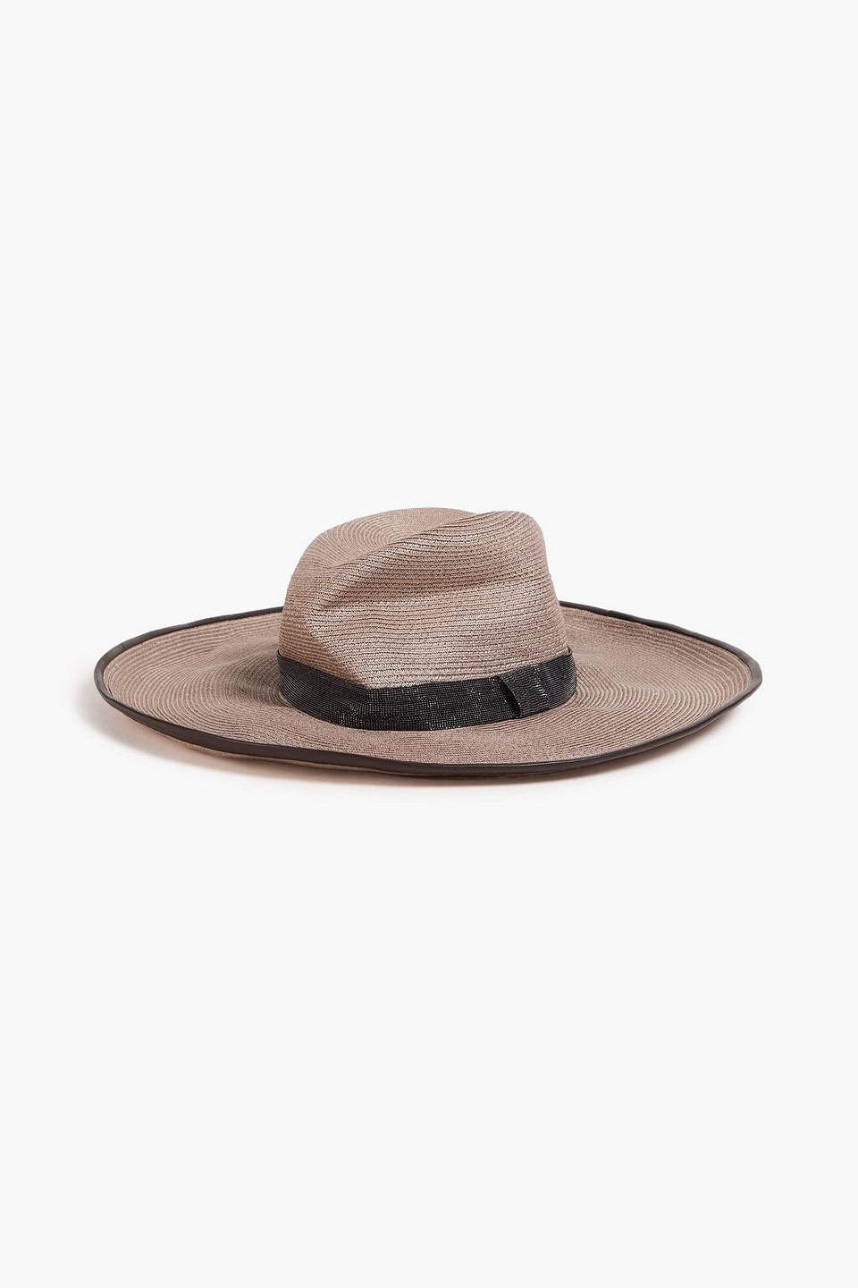 Brunello Cucinelli Fedora Aus Einer Hanfmischung Mit Zierperlen In Brown